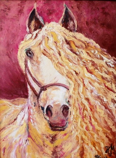 Painting titled "Portrait of a horse" by Nina Mitkova, Original Artwork, Oil
