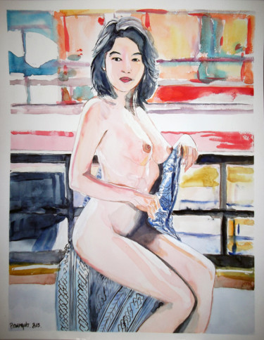 Schilderij getiteld "Mariko Morimoto, aq…" door Philippe Cormault, Origineel Kunstwerk, Aquarel