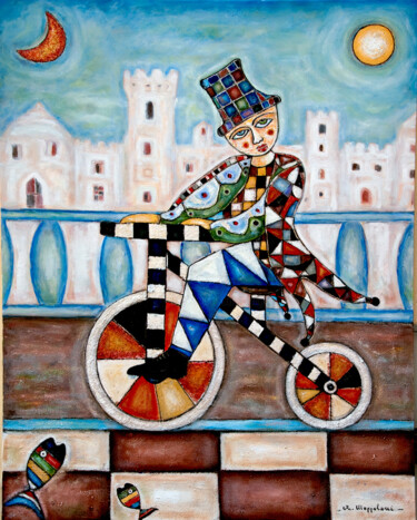 Pittura intitolato "Ricordi d'infanzia" da Angelo Mazzoleni, Opera d'arte originale, Olio