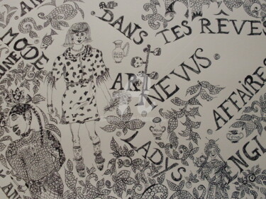 图画 标题为“Mélange de genres.” 由Valerie Guiot, 原创艺术品, 墨