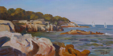 Peinture intitulée "Cap d'Antibes" par Jean-François Grébert, Œuvre d'art originale, Huile