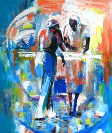 Dialogue Painting titled "Dialogue" by Benedict Adedipe, Original Artwork, Acrylic