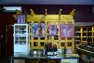 Painting titled "Comptoir du vin et…" by Béopé, Original Artwork, Other
