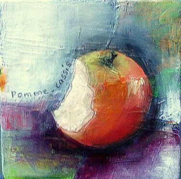 Painting titled "Pomme Cassis" by Maryline Mercier, Original Artwork, Oil