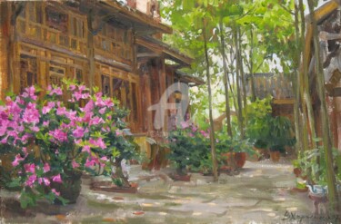 Peinture intitulée "Courtyard of weaver…" par Valeriy Kharchenko, Œuvre d'art originale