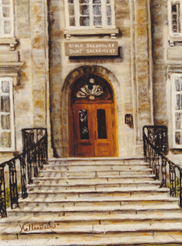 Peinture intitulée "La porte du collège…" par Kellerstein, Œuvre d'art originale