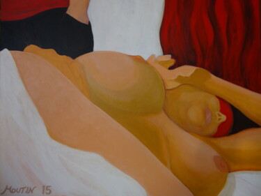 绘画 标题为“Nu au bandeau rouge” 由Bernard Moutin, 原创艺术品, 丙烯