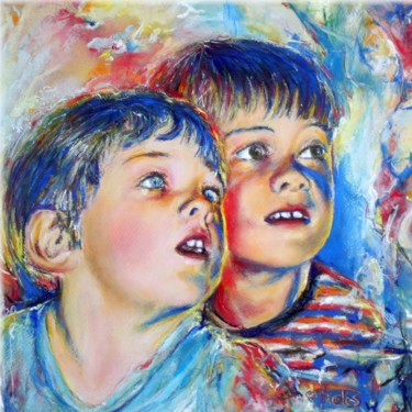 Peinture intitulée "Zorro et roitelet p…" par Rémy Nicolas Graphite, Œuvre d'art originale
