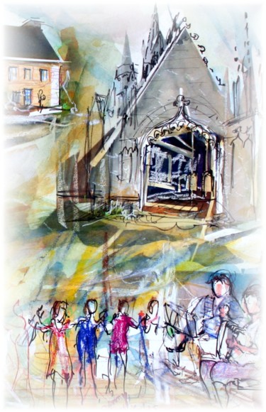 Peinture intitulée "Saint Fiacre chapel…" par Rémy Nicolas Graphite, Œuvre d'art originale