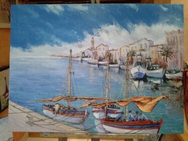 Peinture intitulée "voiles latines au G…" par Manuel Martin, Œuvre d'art originale