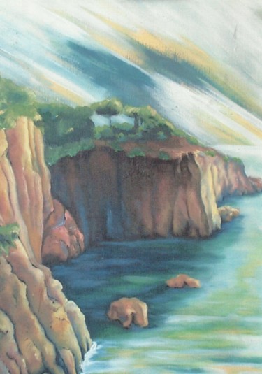 Peinture intitulée "La falaise" par Luc Lavroff, Œuvre d'art originale