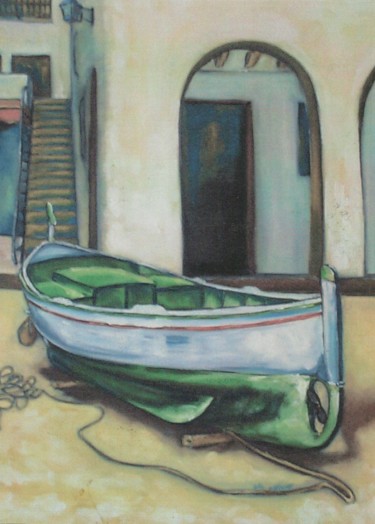 Peinture intitulée "La barque de pêche" par Luc Lavroff, Œuvre d'art originale