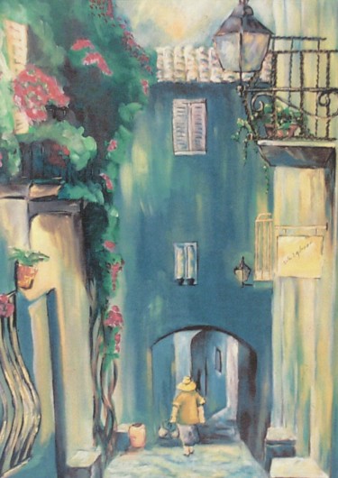 Peinture intitulée "Rue de la costa del…" par Luc Lavroff, Œuvre d'art originale