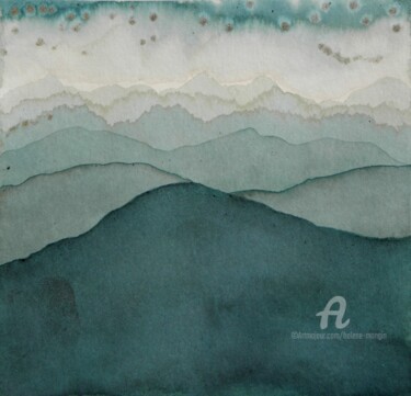 Paysage de montagnes et ciels d'encre 06 Peinture intitulée "Paysage de montagne…" par Hélène Mongin, Œuvre d'art originale, Encre