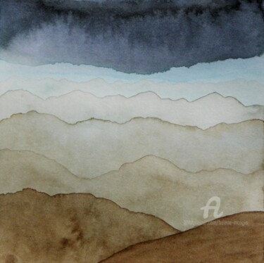 Paysage de montagnes et ciel d'encre 13 Peinture intitulée "Paysage de montagne…" par Hélène Mongin, Œuvre d'art originale, Encre