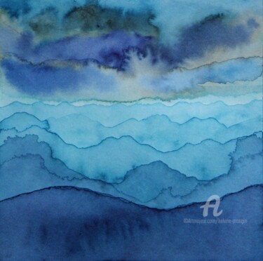 Paysage de montagnes et nuées 19 Peinture intitulée "Paysage de montagne…" par Hélène Mongin, Œuvre d'art originale, Encre