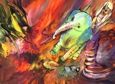 Painting titled "The Queen Menagerie" by Miki De Goodaboom, Original Artwork, Oil