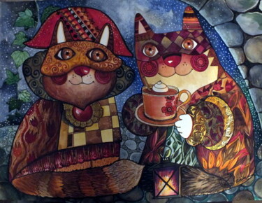 Peinture intitulée "Cappuccino sous le…" par Oxana Zaika, Œuvre d'art originale, Huile