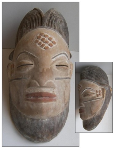 Artisanat intitulée "Masque Punu" par Luc Lavroff, Œuvre d'art originale