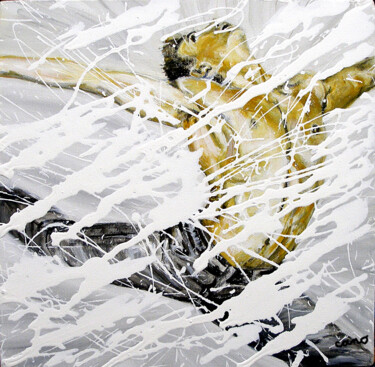 Schilderij getiteld "crucifié" door José Cano, Origineel Kunstwerk