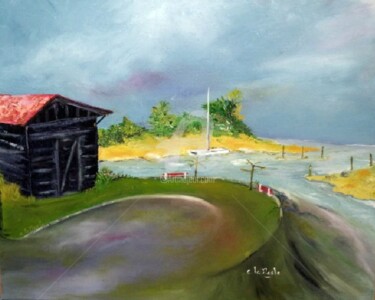 Reverie au port de la Hume Pintura titulada "Reverie au port de…" por Chantal Le Mesle, Obra de arte original, Oleo
