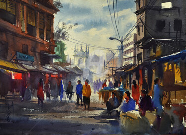 Painting titled "Kolkata.India" by Kishore Singh, Original Artwork