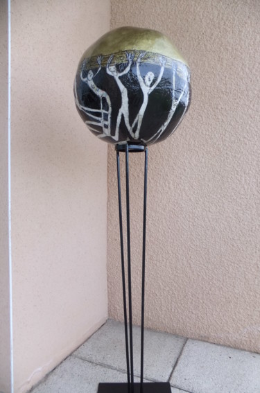 planete nord sud Sculpture intitulée "planete nord sud" par Laydev, Œuvre d'art originale, Pâte polymère