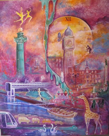Peinture intitulée "Clin d'oeil Paris…" par Christian Eprinchard, Œuvre d'art originale, Huile