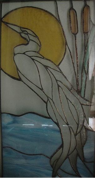 Sculpture titled "Le Héron" by Patricia Mazzeo, Original Artwork, Glass