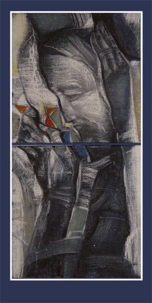 Painting titled "The monk-miniature…" by Slav Krivoshiev, Original Artwork
