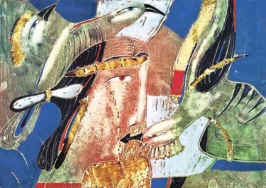 Painting titled "Queen of birds" by Victor Anufriev, Original Artwork