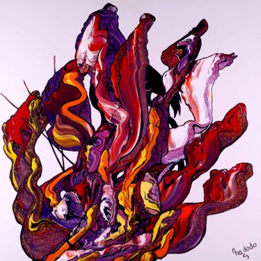 Painting titled "Au Fond" by Nadodo, Original Artwork, Acrylic Mounted on Wood Stretcher frame