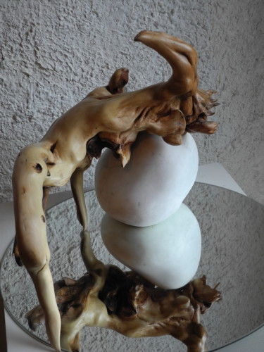 Sculptuur getiteld "CACHEE" door Gérard Didier, Origineel Kunstwerk, Hout