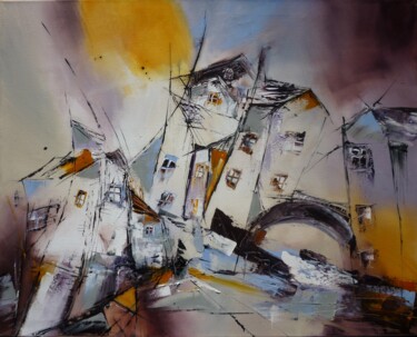 Peinture intitulée "Village en Vaucluse" par Christelle Veron Cherbonnier, Œuvre d'art originale