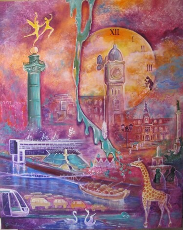 Peinture intitulée "Clin d'oeil Paris 1…" par Christian Eprinchard, Œuvre d'art originale, Huile