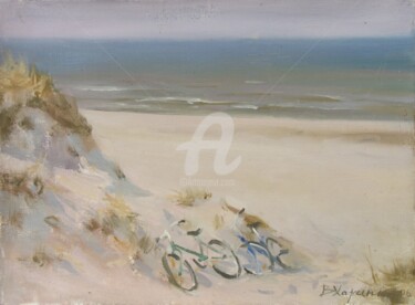 Painting titled "Walk to the sea" by Valeriy Kharchenko, Original Artwork, Oil