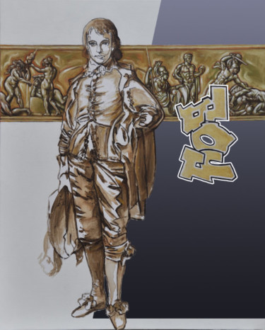 Peinture intitulée "Golden Boy" par Pascal Buffard, Œuvre d'art originale, Huile