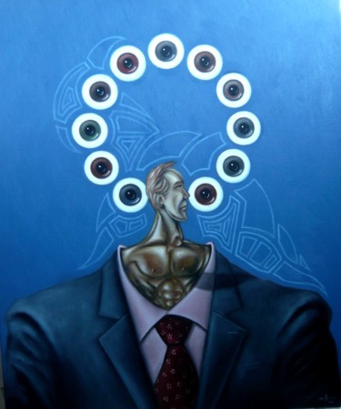 Peinture intitulée "U.E." par Pascal Buffard, Œuvre d'art originale, Huile