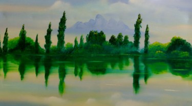 Painting titled "Pinewood Lake" by David Snider, Original Artwork