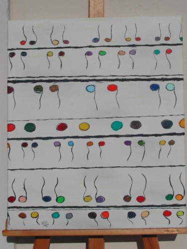 Peinture intitulée "Notes en fête" par Anne Garnier, Œuvre d'art originale