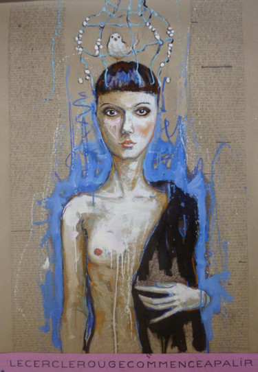 Peinture intitulée "le cercle rouge com…" par Catherine Cornec, Œuvre d'art originale