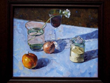 Peinture intitulée "nature morte bleu" par Alexei Machina, Œuvre d'art originale