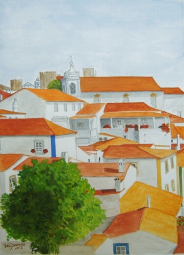 ÓBIDOS (a small medieval town in Portugal's center) 제목이 "ÓBIDOS (a small med…"인 미술작품 Inês Dourado로, 원작, 수채화