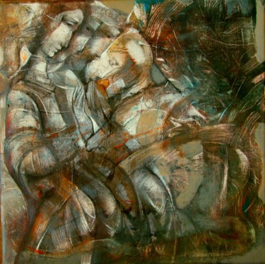 Painting titled "the-red-line-of-lif…" by Slav Krivoshiev, Original Artwork