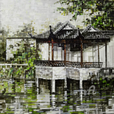Painting titled "Gardens 园林" by Chunlei Zhang, Original Artwork, Acrylic