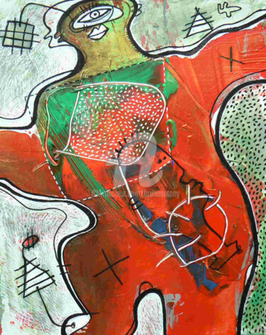 Peinture intitulée "Le monstre asiatique" par Bruno Antony-Thouret (bruno antony), Œuvre d'art originale, Huile