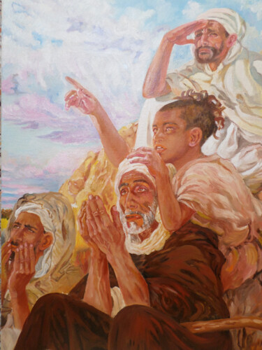 Painting titled "Observation du croi…" by Hassina Bouglam, Original Artwork, Oil