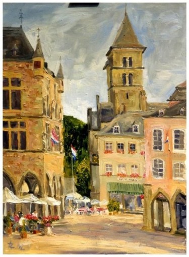 Echternach (Luxembourg) Peinture intitulée "Echternach (Luxembo…" par Abdellatif Zeraidi Bd Lltyf Lzrydy, Œuvre d'art originale, Huile