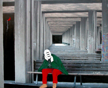 Pittura intitolato ""Emarginazione "" da Angelo Mazzoleni, Opera d'arte originale, Olio Montato su Telaio per barella in leg…