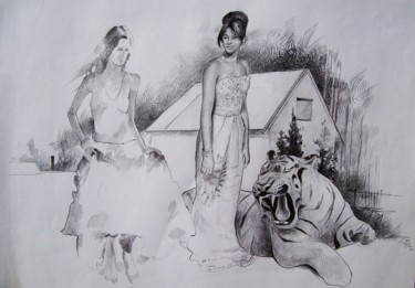 Zeichnungen mit dem Titel "Walking" von Stan Bigda, Original-Kunstwerk, Andere